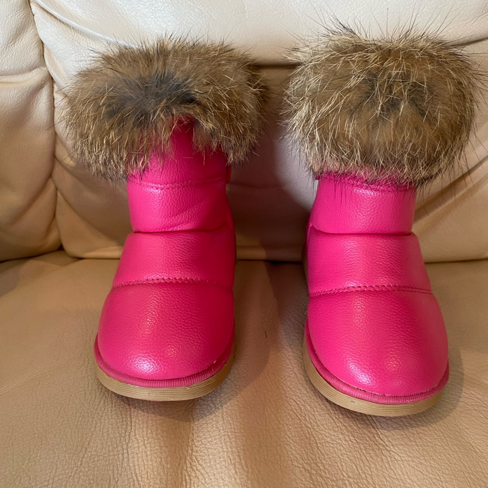 Pink Fur Fleece Lined Toddler Snow Boots